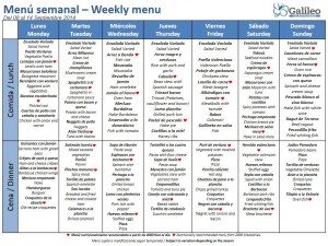 Menús del 08 al 14 Sept Colegio Mayor Galileo Galilei Colegio
